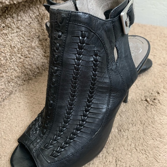 Vince Camuto Women’s Black Woven Leather Bootie High Heel - Picture 5 of 7